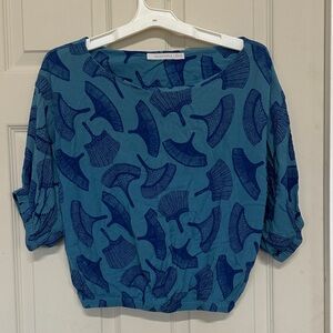 Manaola Teal and Navy Women's Blouse